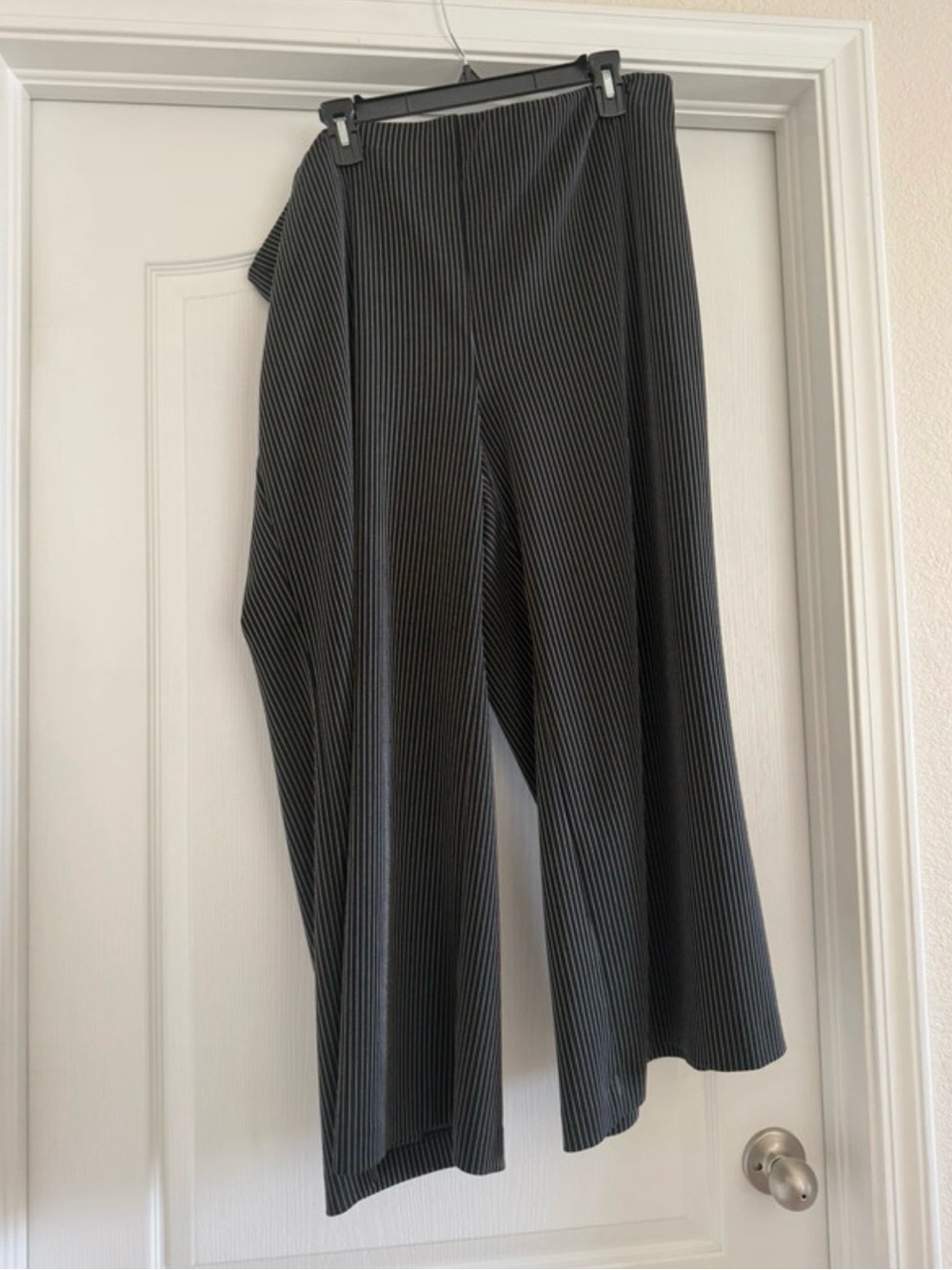 Lane Bryant Black Pinstripe Wide-Leg Pants